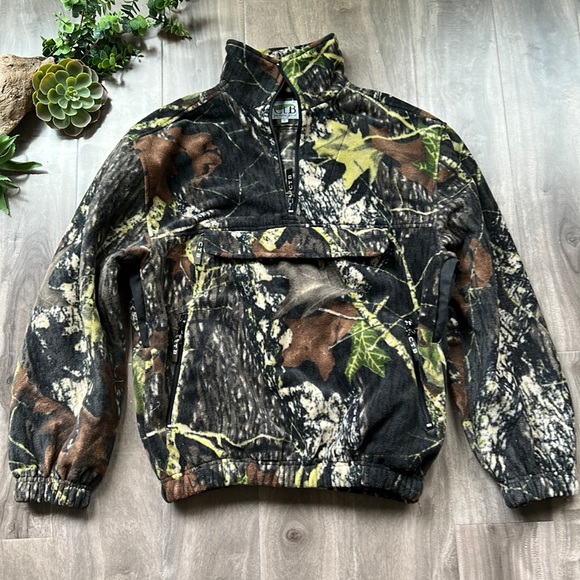 Camo Fleece Pullover Jacket With Zipped 